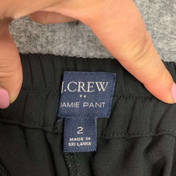 J Crew Pant Womens 2 Black Jamie Tuxedo Stripe Elastic Waist Pull On Ankle - Picture 4 of 13
